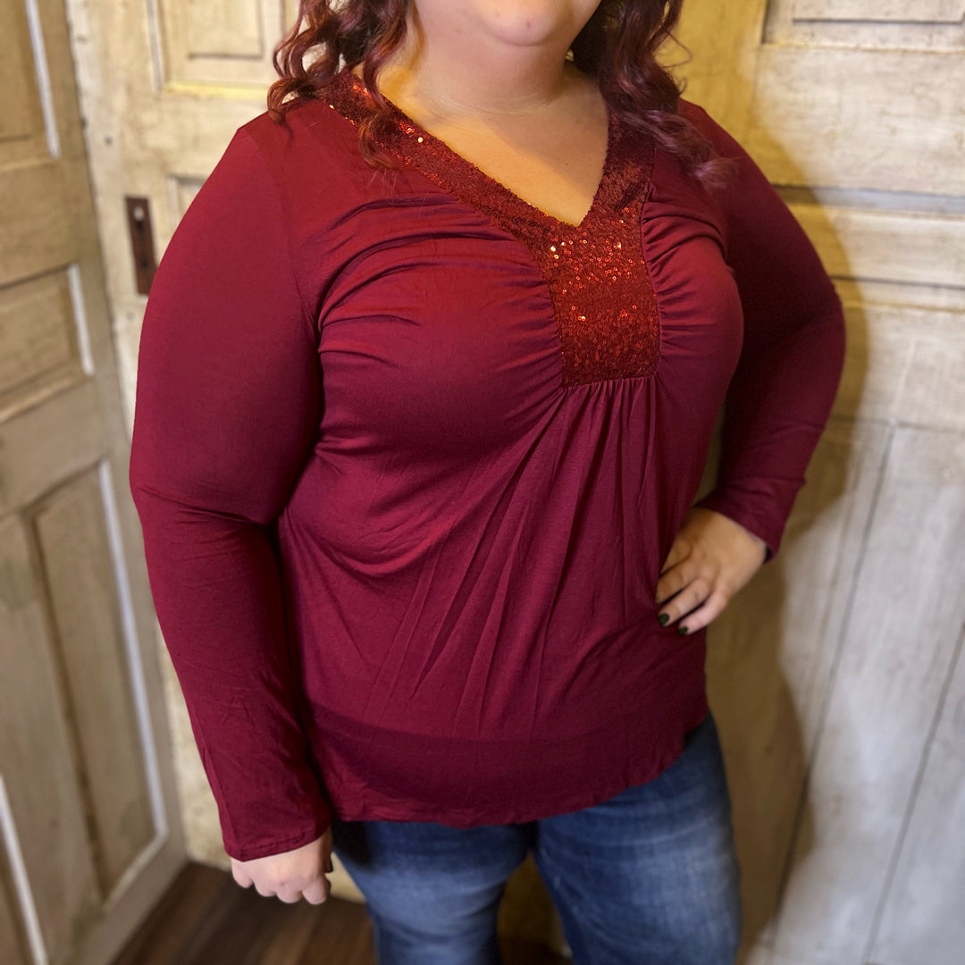 Your Time to Shine Top in Burgundy