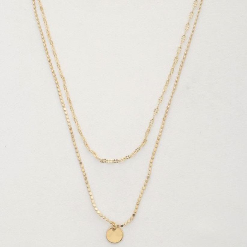 Lucky Girl Coin Charm Layered Necklace