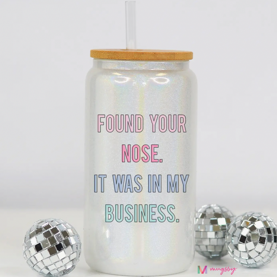 Found Your Nose Funny Glitter Glass Cup
