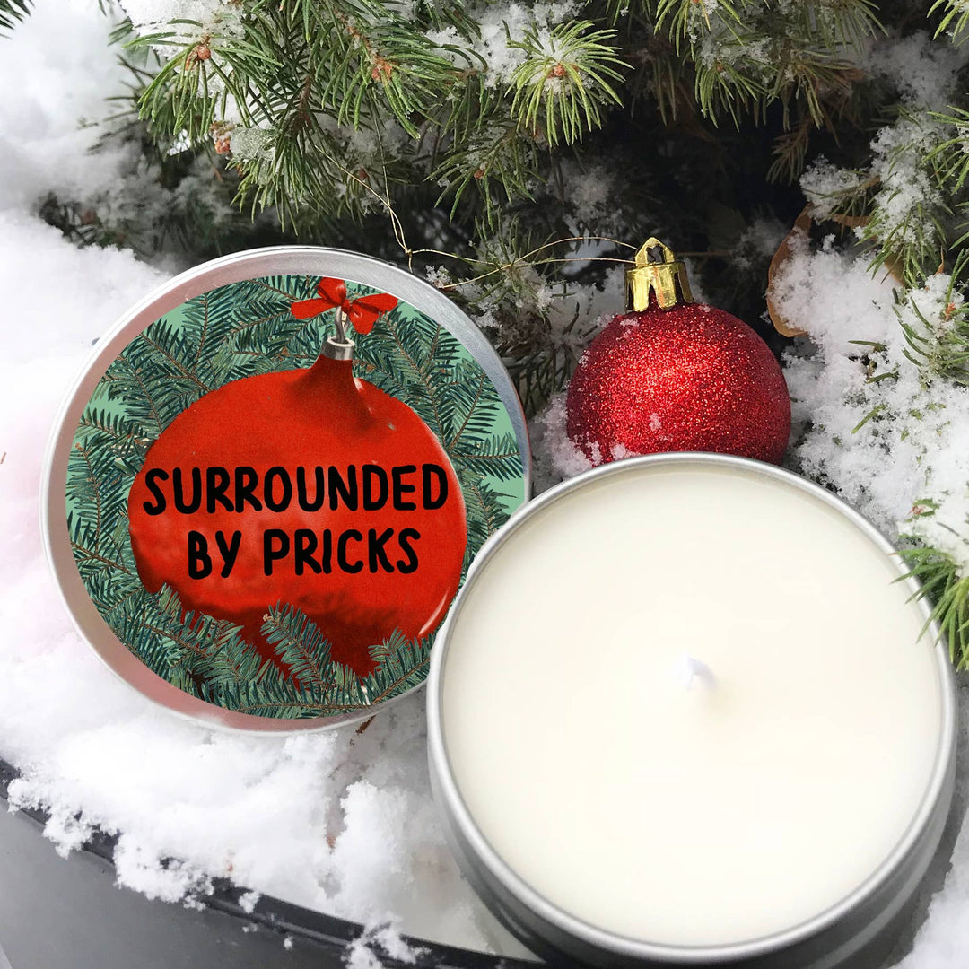 Surrounded by Pricks Holiday Candle Tin