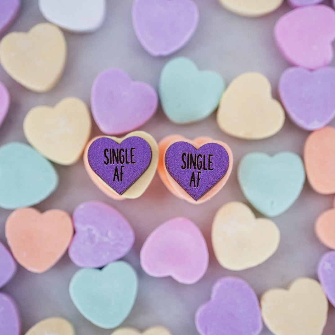 Sassy Candy Heart Studs - Single AF