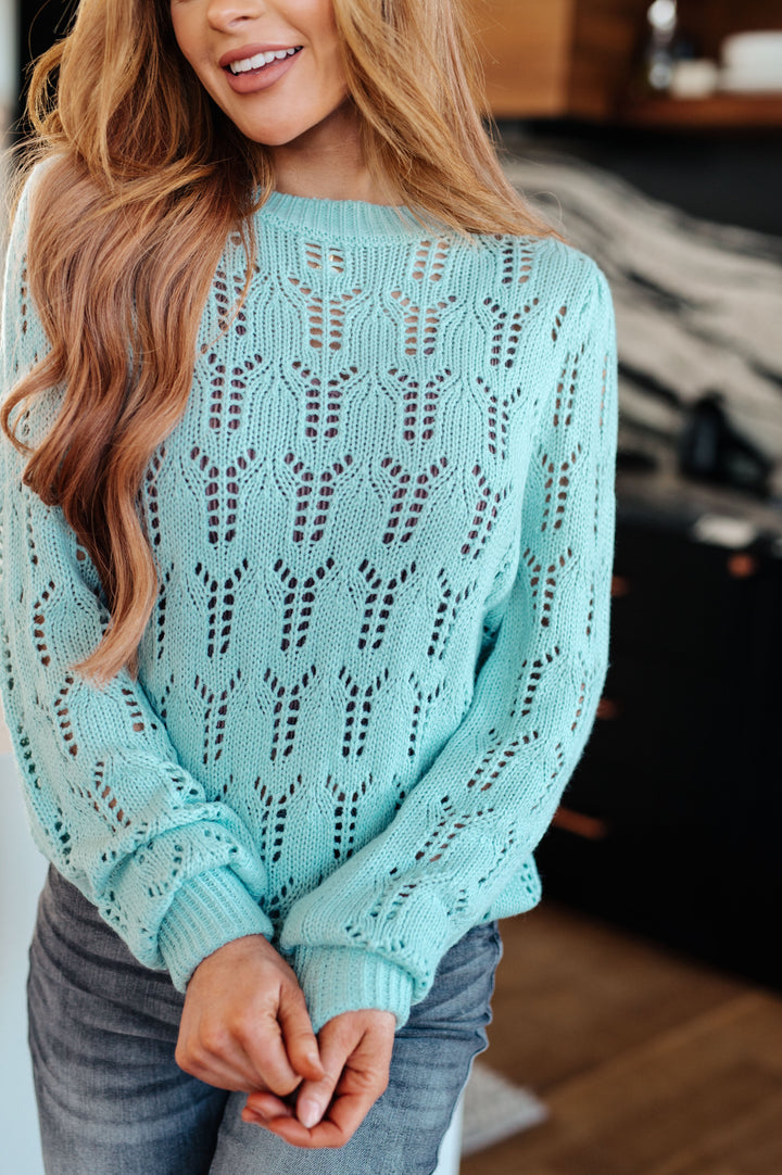 Hole In One Sheer Pointelle Knit Sweater