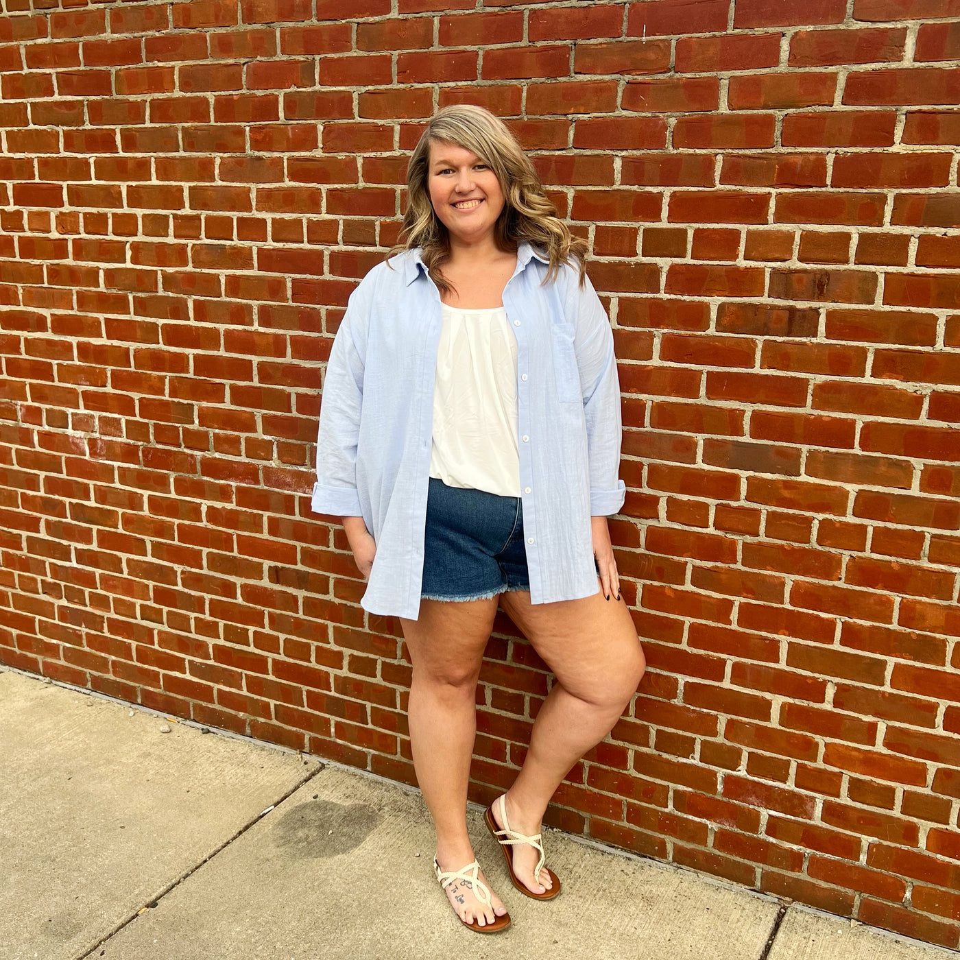 Easy Breezy Button Up in Light Blue
