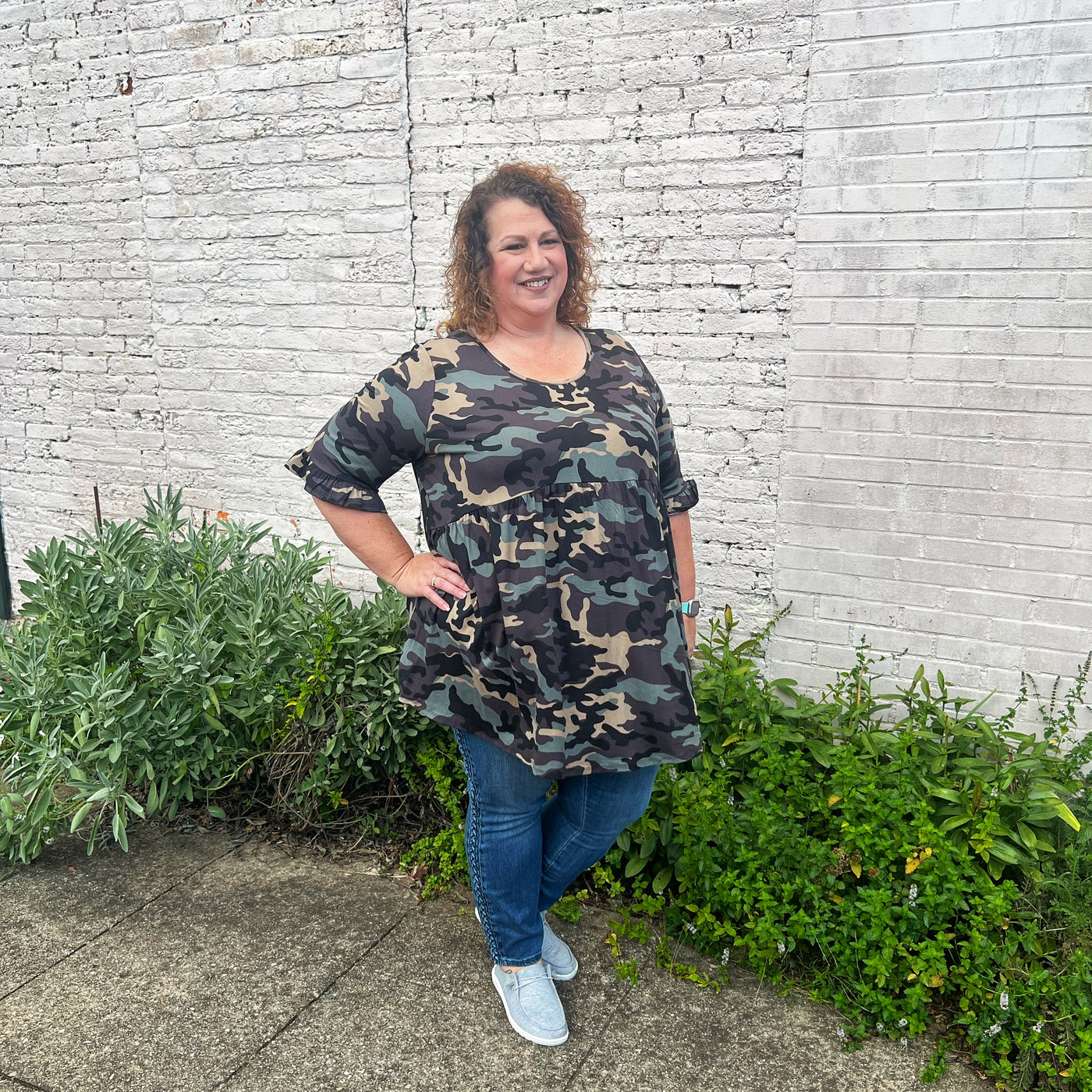 Stand Out in Camo Baby Doll Top