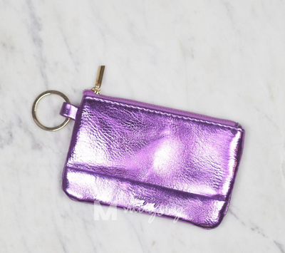 Metallic Key Ring Wallet - Purple