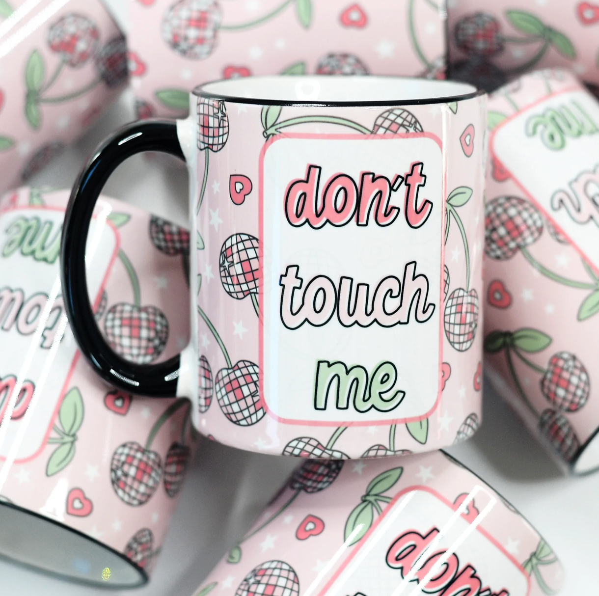 Don't Touch Me Disco Cherries Ceramic Mug - 11 oz